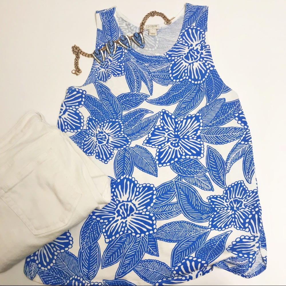 J Crew. Blue/white floral tank top